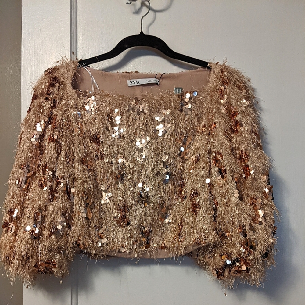 NWT Zara Sequined Crop